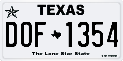 TX license plate DOF1354