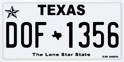 TX license plate DOF1356