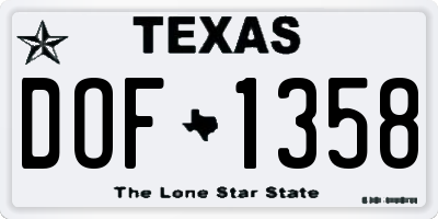 TX license plate DOF1358