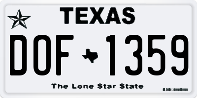 TX license plate DOF1359