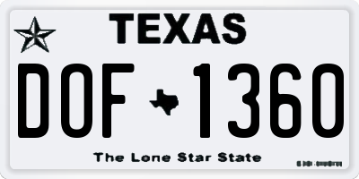 TX license plate DOF1360