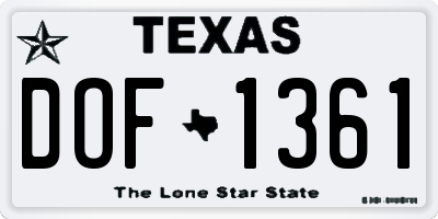 TX license plate DOF1361