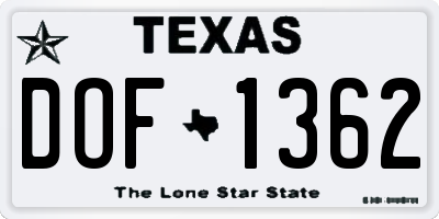 TX license plate DOF1362