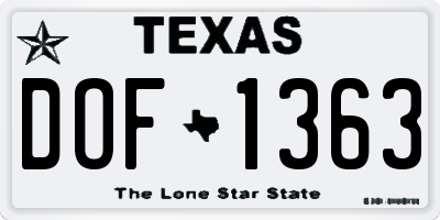 TX license plate DOF1363