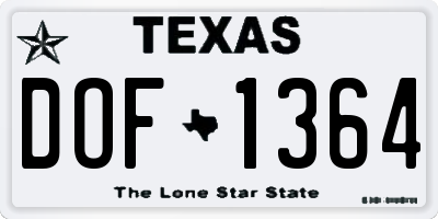 TX license plate DOF1364