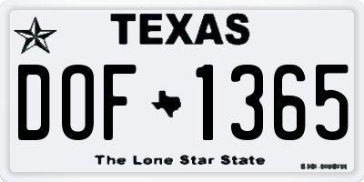 TX license plate DOF1365