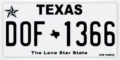 TX license plate DOF1366