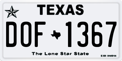 TX license plate DOF1367