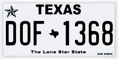 TX license plate DOF1368