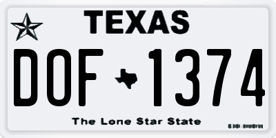 TX license plate DOF1374