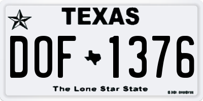 TX license plate DOF1376