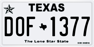 TX license plate DOF1377