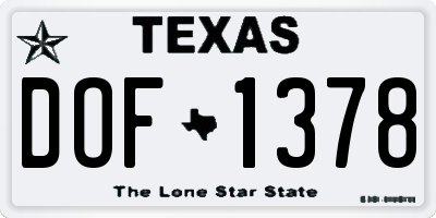TX license plate DOF1378