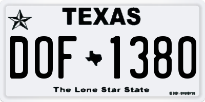 TX license plate DOF1380