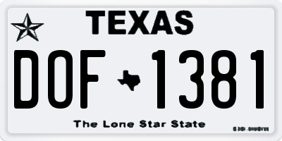 TX license plate DOF1381