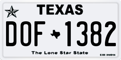 TX license plate DOF1382