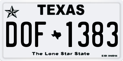 TX license plate DOF1383
