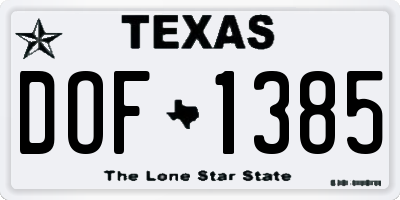 TX license plate DOF1385