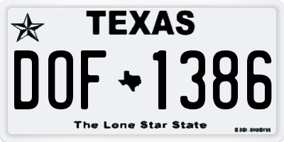 TX license plate DOF1386
