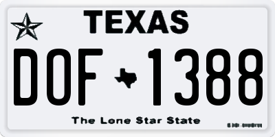 TX license plate DOF1388