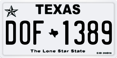 TX license plate DOF1389