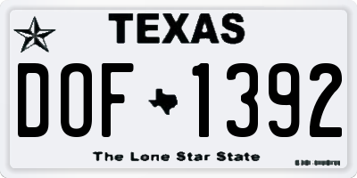 TX license plate DOF1392