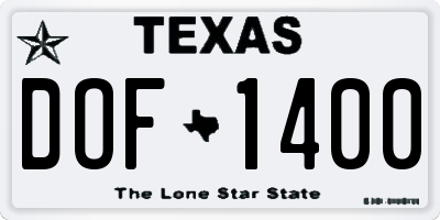 TX license plate DOF1400