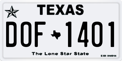 TX license plate DOF1401