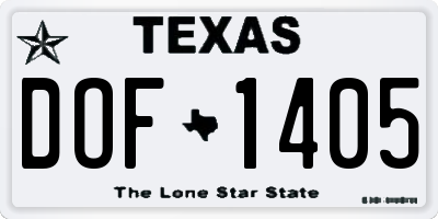 TX license plate DOF1405
