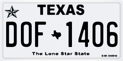TX license plate DOF1406