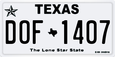 TX license plate DOF1407
