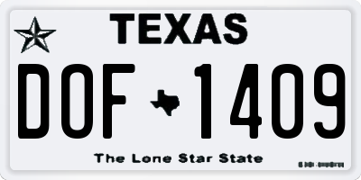 TX license plate DOF1409