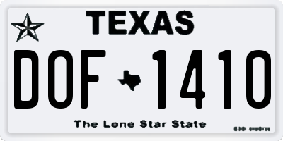 TX license plate DOF1410