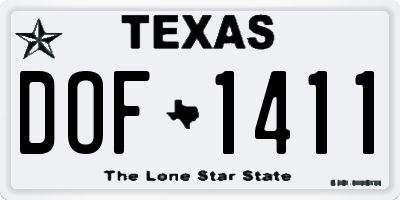 TX license plate DOF1411