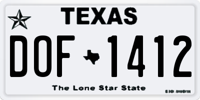 TX license plate DOF1412