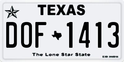 TX license plate DOF1413
