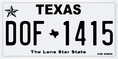 TX license plate DOF1415