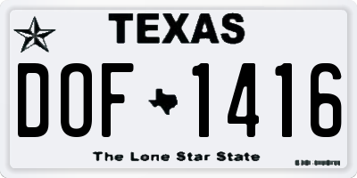 TX license plate DOF1416