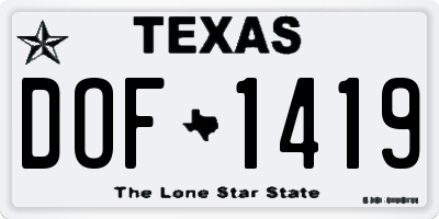 TX license plate DOF1419