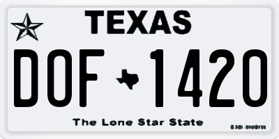 TX license plate DOF1420
