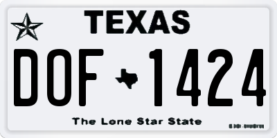 TX license plate DOF1424