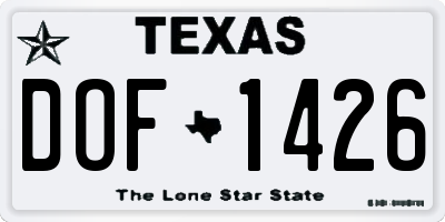 TX license plate DOF1426