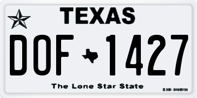 TX license plate DOF1427
