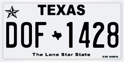TX license plate DOF1428