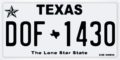 TX license plate DOF1430