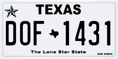 TX license plate DOF1431
