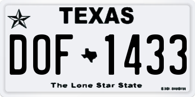 TX license plate DOF1433