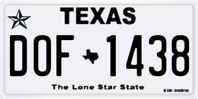 TX license plate DOF1438