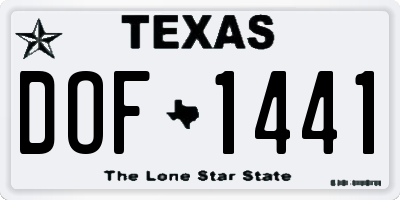 TX license plate DOF1441
