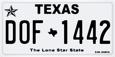 TX license plate DOF1442